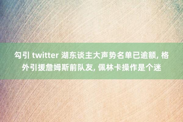 勾引 twitter 湖东谈主大声势名单已逾额, 格外引援詹姆斯前队友, 佩林卡操作是个迷